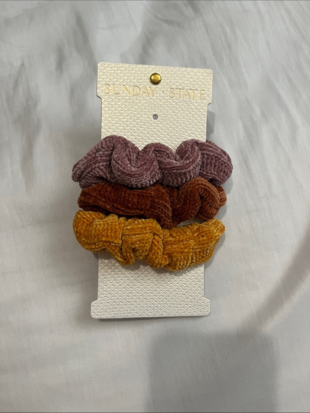 Sunday State Velvet Scrunchie Set - Mauve, Rust Orange, Mustard